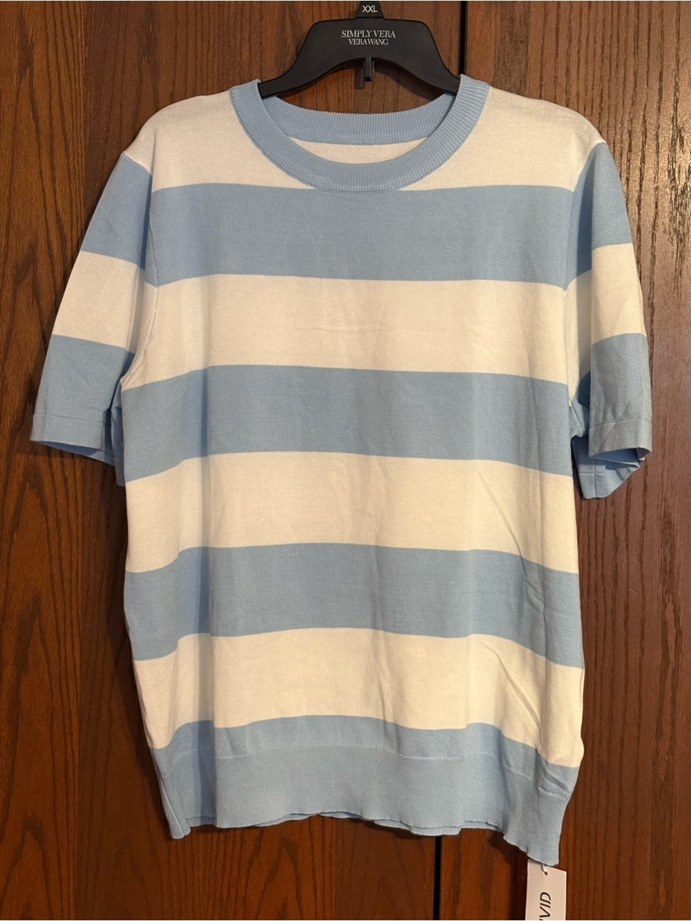 ViVI Light Blue & White Striped Short-Sleeve Crewneck Shirt